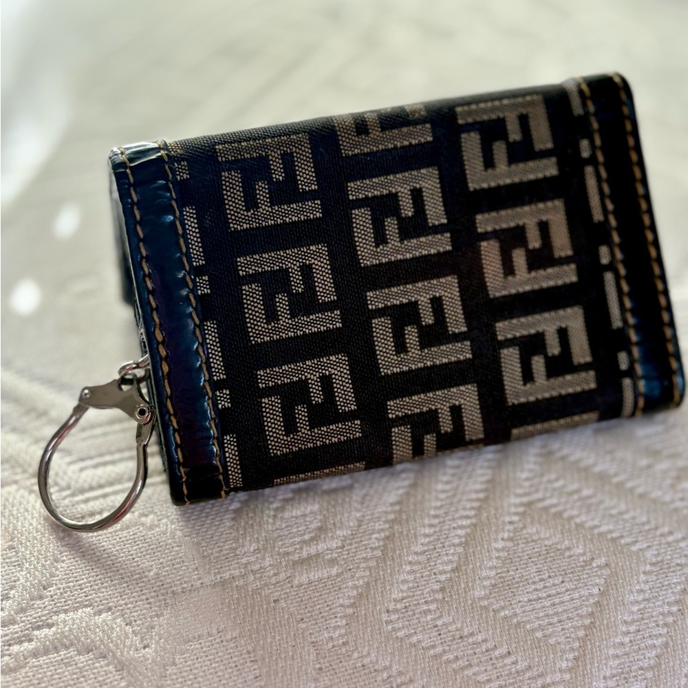 Fendi Monogram Black and Silver Key Holder